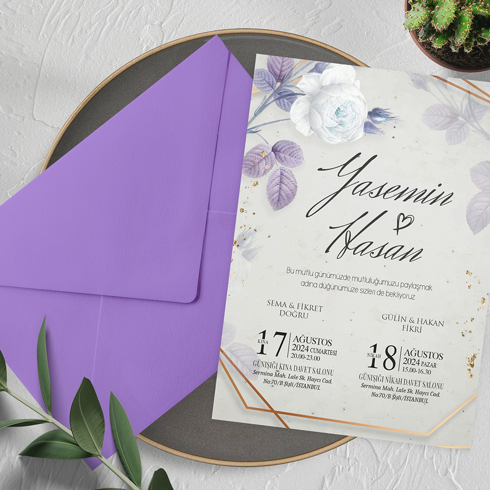 ROSE FRAME DAVETİYE TASARIMI VE BASKISI